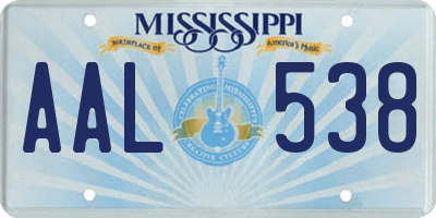 MS license plate AAL538