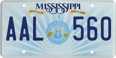 MS license plate AAL560