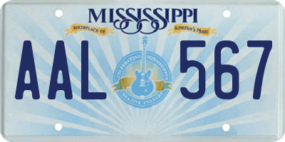 MS license plate AAL567