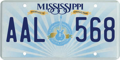 MS license plate AAL568