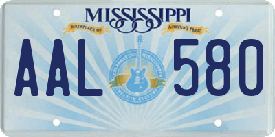 MS license plate AAL580