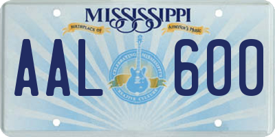 MS license plate AAL600