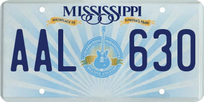 MS license plate AAL630