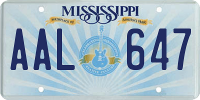 MS license plate AAL647