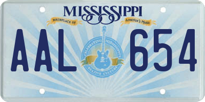 MS license plate AAL654