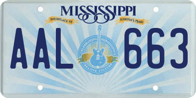 MS license plate AAL663