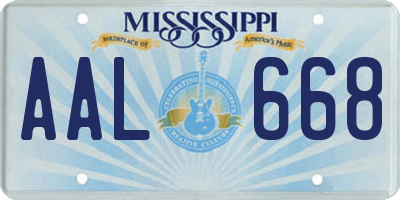 MS license plate AAL668