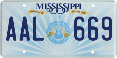 MS license plate AAL669