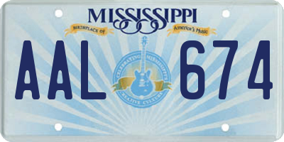 MS license plate AAL674