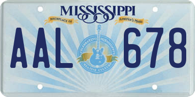 MS license plate AAL678