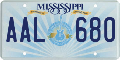 MS license plate AAL680