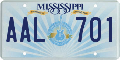 MS license plate AAL701