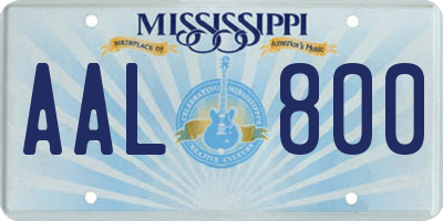 MS license plate AAL800