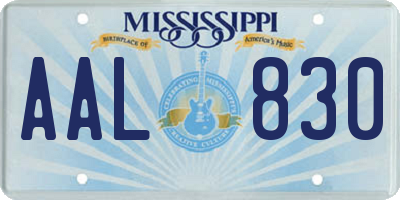 MS license plate AAL830