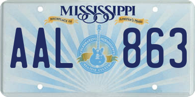 MS license plate AAL863