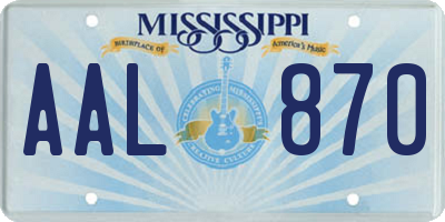 MS license plate AAL870