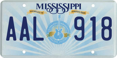 MS license plate AAL918