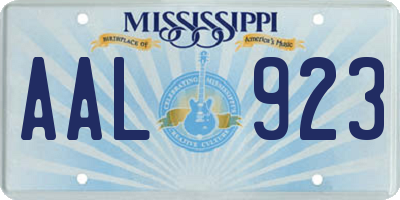 MS license plate AAL923