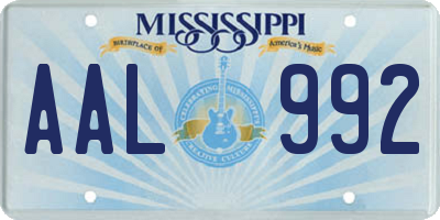 MS license plate AAL992