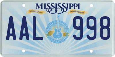 MS license plate AAL998