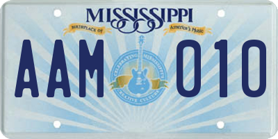 MS license plate AAM010