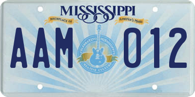 MS license plate AAM012