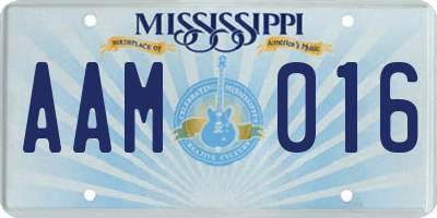 MS license plate AAM016