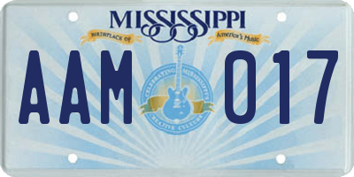 MS license plate AAM017