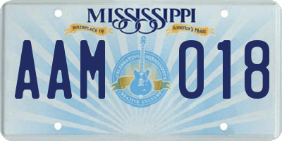 MS license plate AAM018