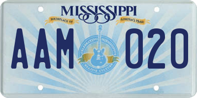 MS license plate AAM020