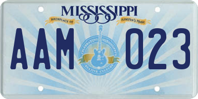 MS license plate AAM023