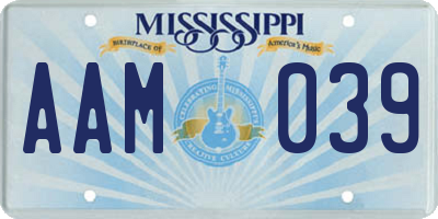 MS license plate AAM039