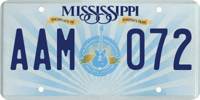 MS license plate AAM072