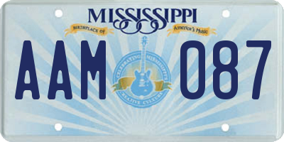 MS license plate AAM087