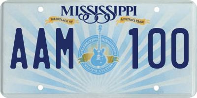 MS license plate AAM100