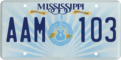 MS license plate AAM103