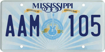 MS license plate AAM105