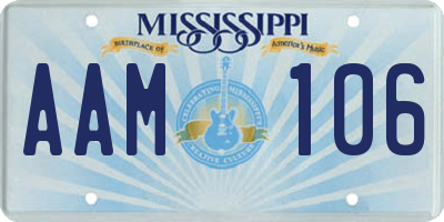 MS license plate AAM106