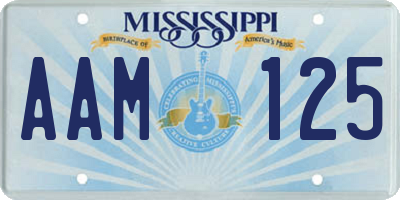 MS license plate AAM125