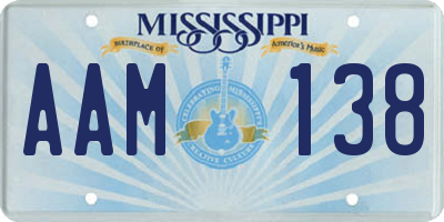 MS license plate AAM138