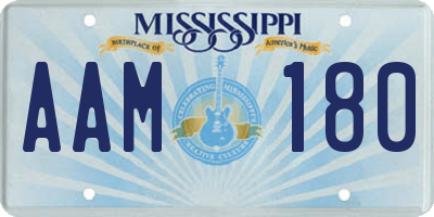 MS license plate AAM180