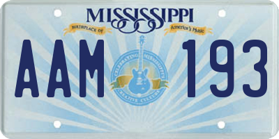 MS license plate AAM193