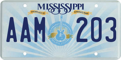 MS license plate AAM203