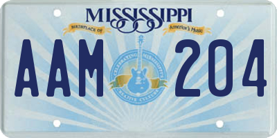 MS license plate AAM204