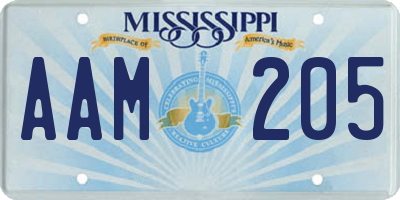 MS license plate AAM205