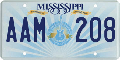 MS license plate AAM208