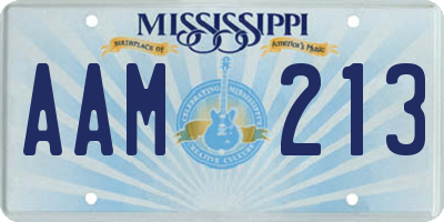 MS license plate AAM213