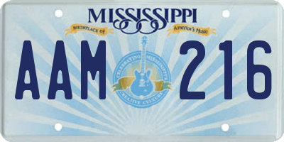 MS license plate AAM216