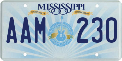 MS license plate AAM230