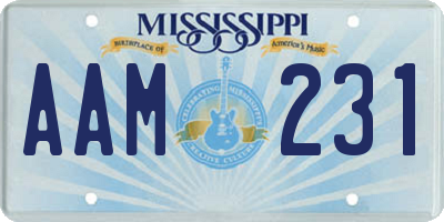 MS license plate AAM231